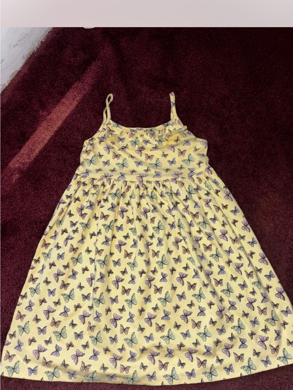 Girls Yellow Butterfly Print Sundress